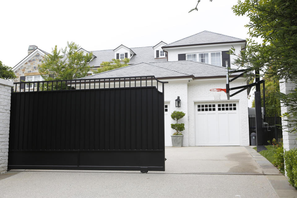 Someone spray painted a racial slur on the front gate of LeBron James' home in Los Angeles on the eve of the NBA Finals. (AP) 