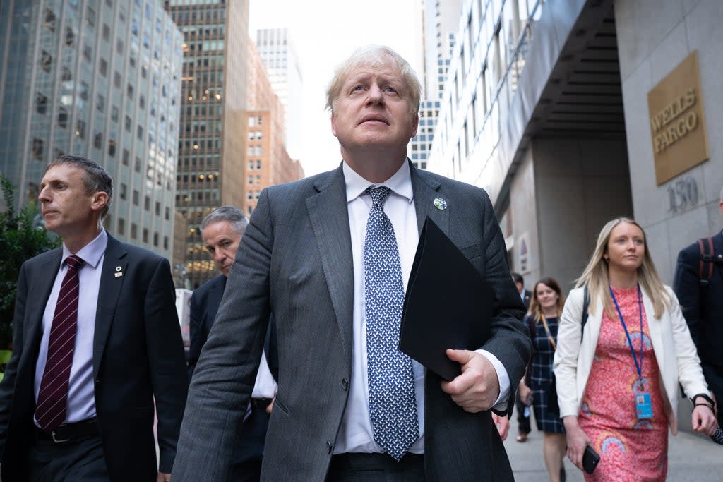 Prime Minister Boris Johnson walks to a television interview in New York  (PA Wire)