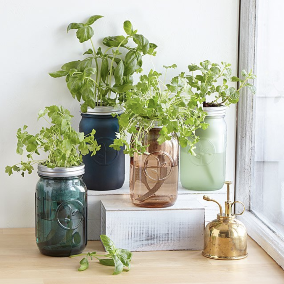 9) Mason Jar Indoor Herb Garden