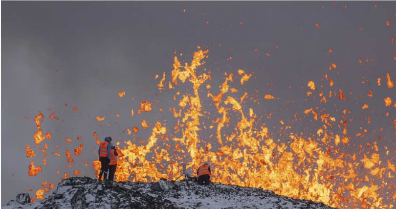 冰島雷克雅內斯半島在3個月內第4度有火山爆發。（圖／達志／美聯社）