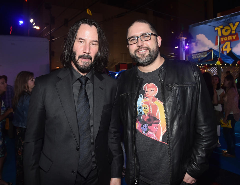 HOLLYWOOD, CA - JUNE 11:  (L-R) Keanu Reeves and director Josh Cooley attend the world premiere of Disney and Pixar's TOY STORY 4 at the El Capitan Theatre in Hollywood, CA on Tuesday, June 11, 2019.  (Photo by Alberto E. Rodriguez/Getty Images for Disney)