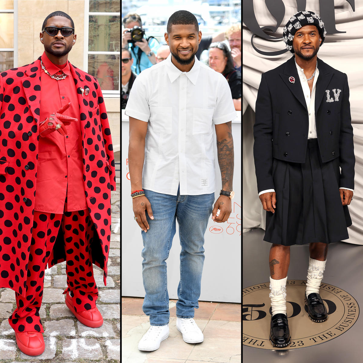 Usher Sports a Red-Hot Polka Dot Ensemble to Marni's SS24 Show