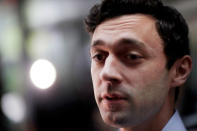 <p>Jon Ossoff, Democratic candidate for Georgia’s 6th congressional district talks to supporters during a stop at a campaign office in Chamblee, Ga., Monday, June 19, 2017. (Photo: David Goldman/AP) </p>