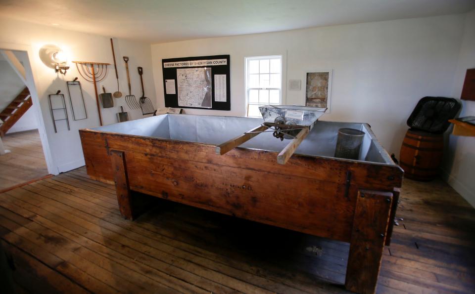 A cheesemaking vat inside the Julius Bodenstab Cheese Factory building, Tuesday, September 26, 2023, on the Sheboygan County Historical Museum campus, in Sheboygan, Wis.