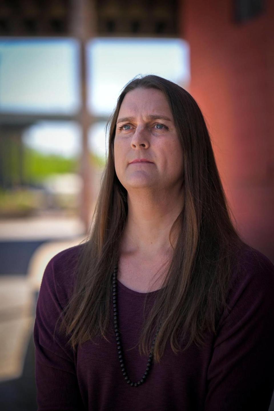 Artist Heidi Schultz, 44, a transgender woman who lives in Kansas City and works in Kansas, is facing gender-affirming regulations on both side of the state line.