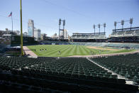 Detroit Tigers players work out during baseball training camp at Comerica Park, Friday, July 3, 2020, in Detroit. (AP Photo/Duane Burleson)