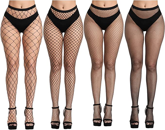 CHRORINE 4 Pack Fishnet Stockings Women High Waist Tights 4 Styles Fishnet Tights Pantyhose. (Photo by Amazon)