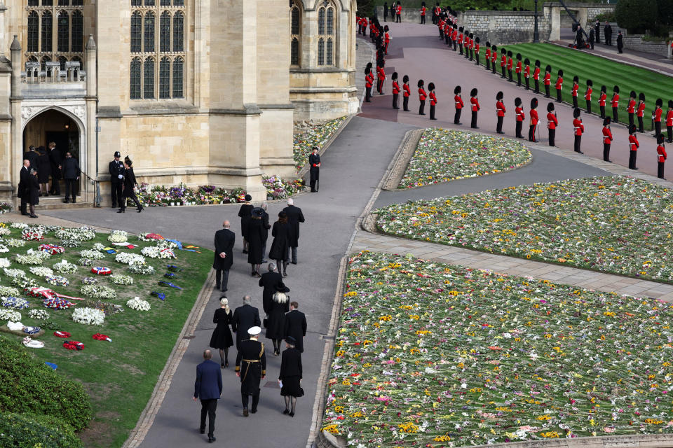 Guests arrive at St. George's Chapel at Windsor Castle, on the day of the state funeral and burial of Britain's Queen Elizabeth II.<span class="copyright">Henry Nicholls—Pool/Reuters</span>