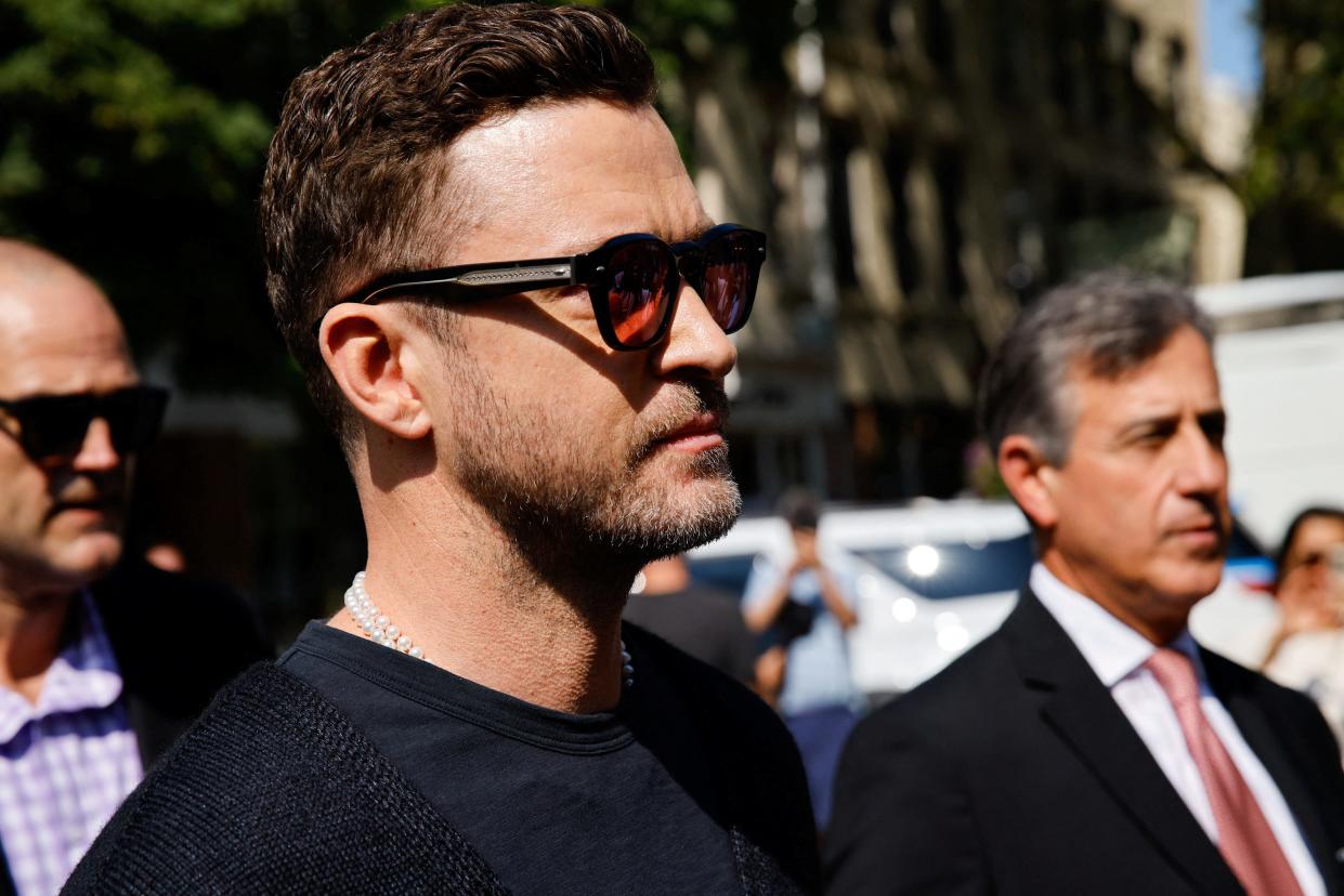 Singer Justin Timberlake arrives to appear in court in Sag Harbor, New York, Sept. 13, 2024.