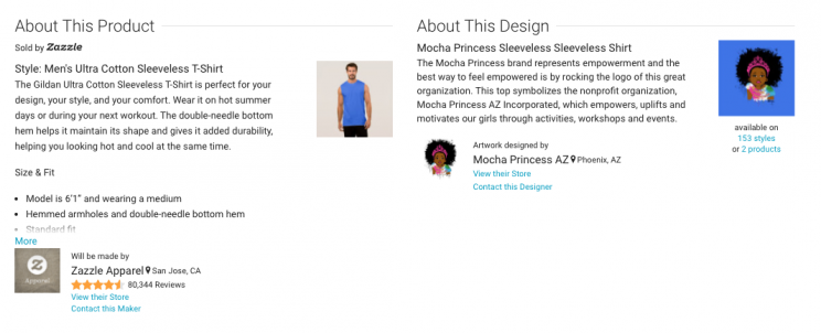 Details that differentiate the Zazzle product from the Mocha Princess design. (Photo: zazzle.com)