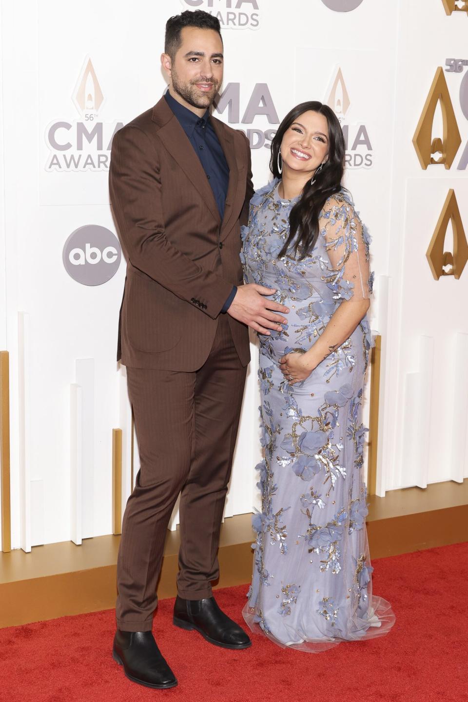Paul Digiovanni and Katie Stevens attend The 56th Annual CMA Awards at Bridgestone Arena on November 09, 2022 in Nashville, Tennessee