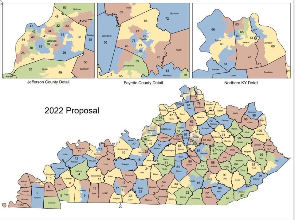 This is how the Kentucky House of Representatives' leadership proposes redrawing legislative districts in the commonwealth as of 2022.