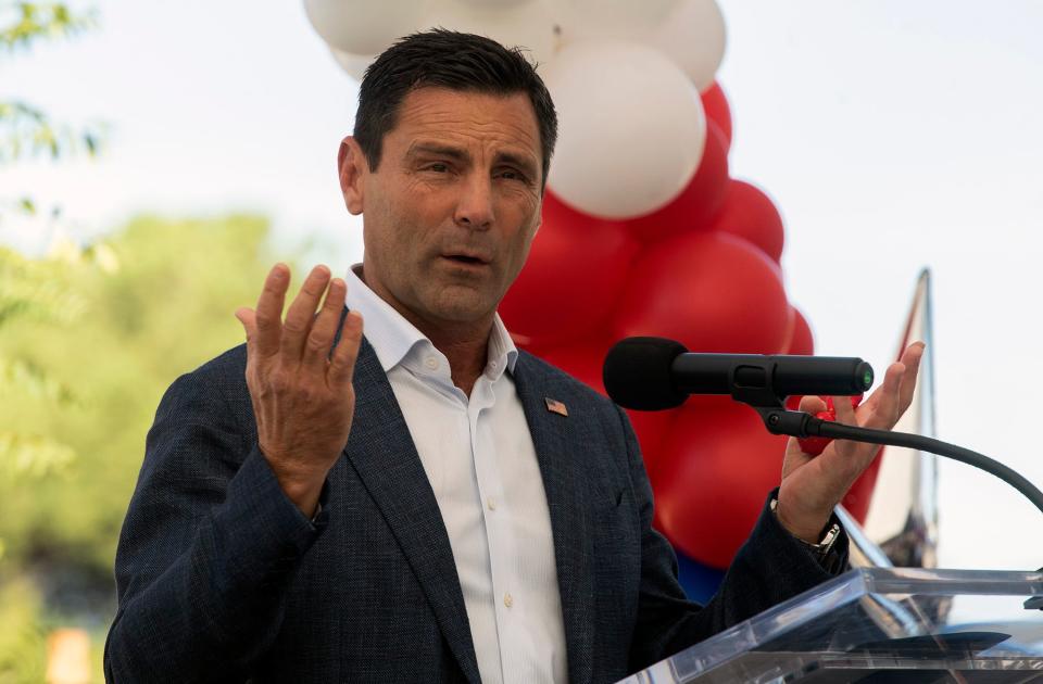 San Joaquin County supervisor Tom Patti speaks at the ribbon cutting for the Victory Gardens veteran housing in French Camp on Thursday, Oct. 6, 2022.