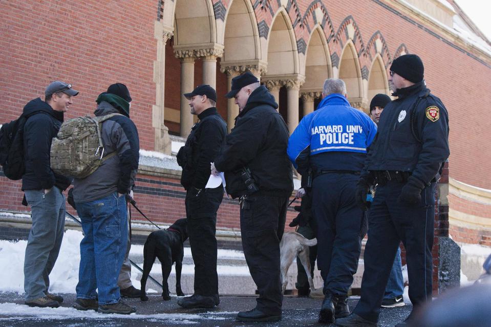 State and local police respond to reports of explosives at Harvard University in Cambridge