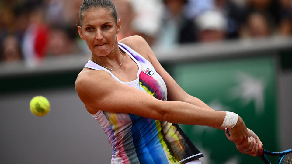 Karolina Pliskova suffered a shock second round French open defeat at the hands of Leolia Jeanjean. (Photo by ANNE-CHRISTINE POUJOULAT/AFP via Getty Images)