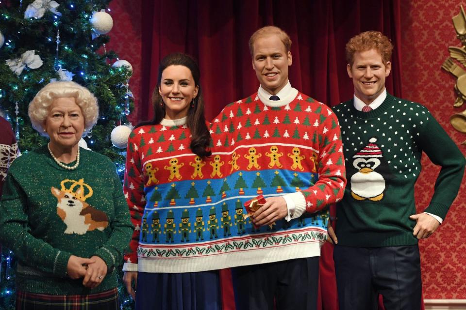 <p>Three years later, Madame Tussauds amped up the fun for their London Christmas display. This time, the Queen honoured her beloved Corgis on her sweater, William and Kate were doubly stylish, and Prince Harry made his debut.</p>