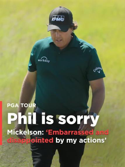 Mickelson: 'Embarrassed and disappointed by my actions'