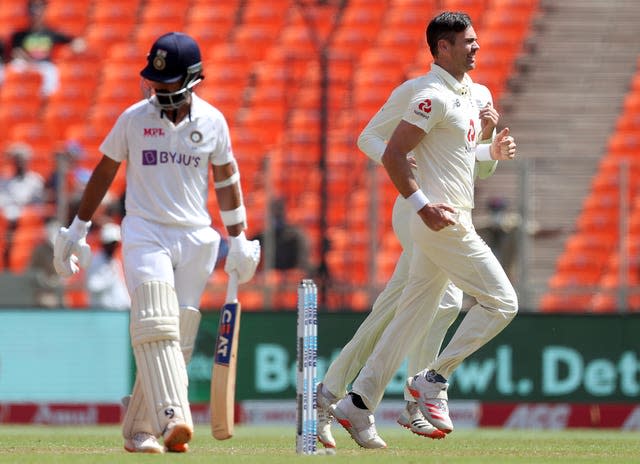 Anderson, right, got the better of Rahane 