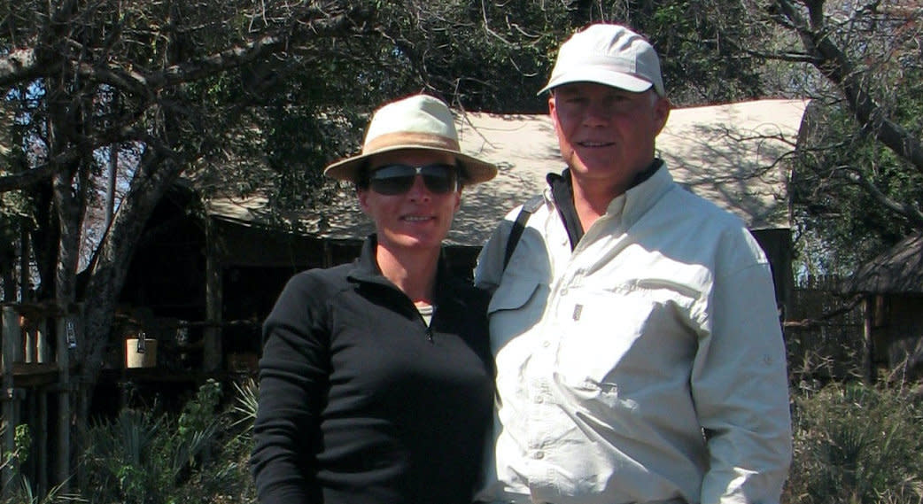 Patrick, 64, and Brigitte Fourgeaud, 63 were savaged by a lion during a safari trip in Tanzania, Africa. (SWNS)