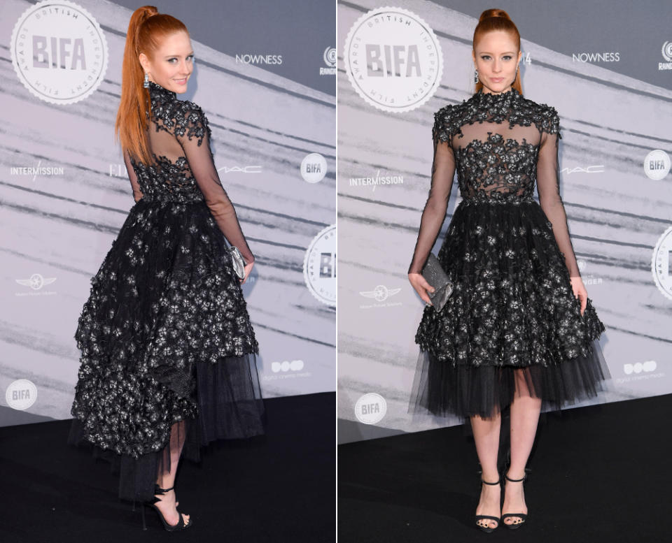 Doch nicht nur auf der „Ein Herz für Kinder“-Gala konnten die deutschen Stars dieses Wochenende mit ihren Looks punkten: Model und Schauspielerin Barbara Meier bewies bei den British Independent Film Awards in London in ihrem deutschen Designerkleid von Irene Luft viel Stilgefühl. (Bilder: Getty Images)