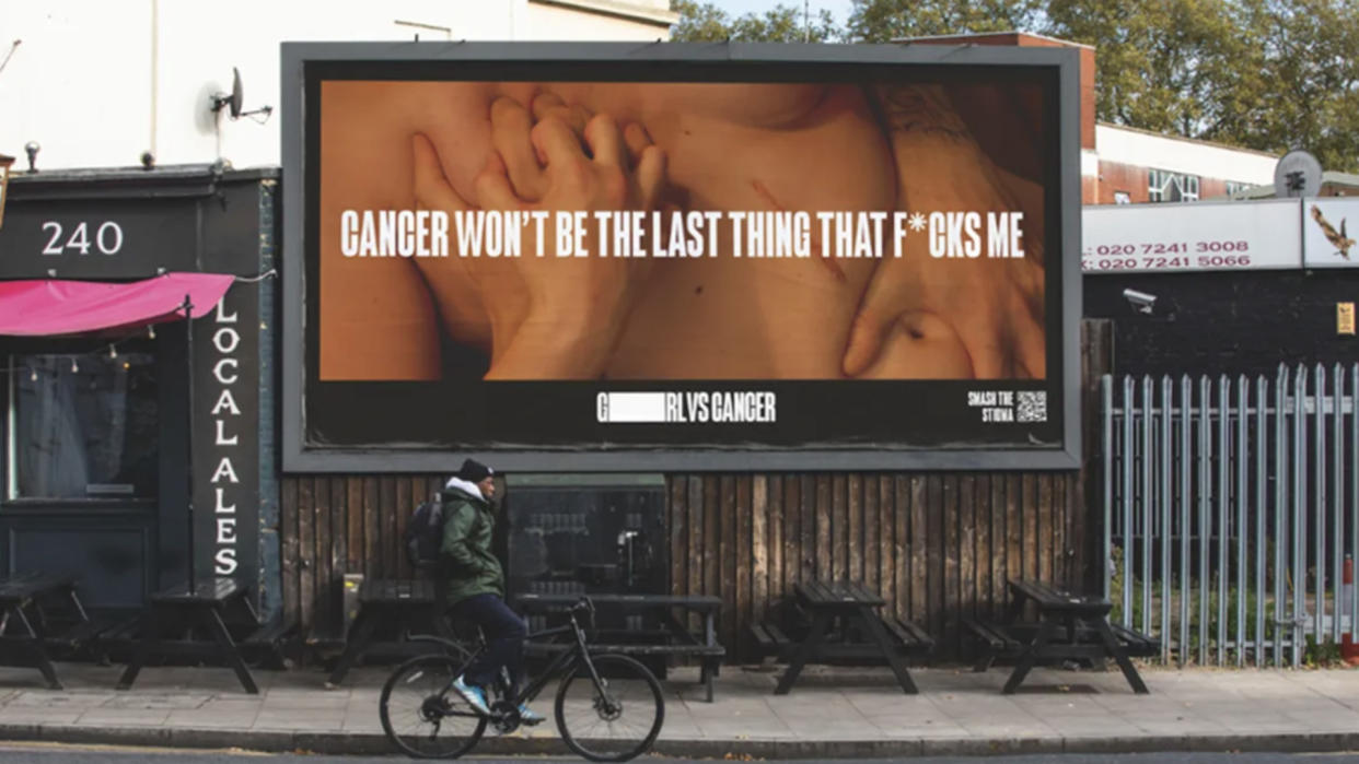  GIRLvsCANCER poster outside in London. 