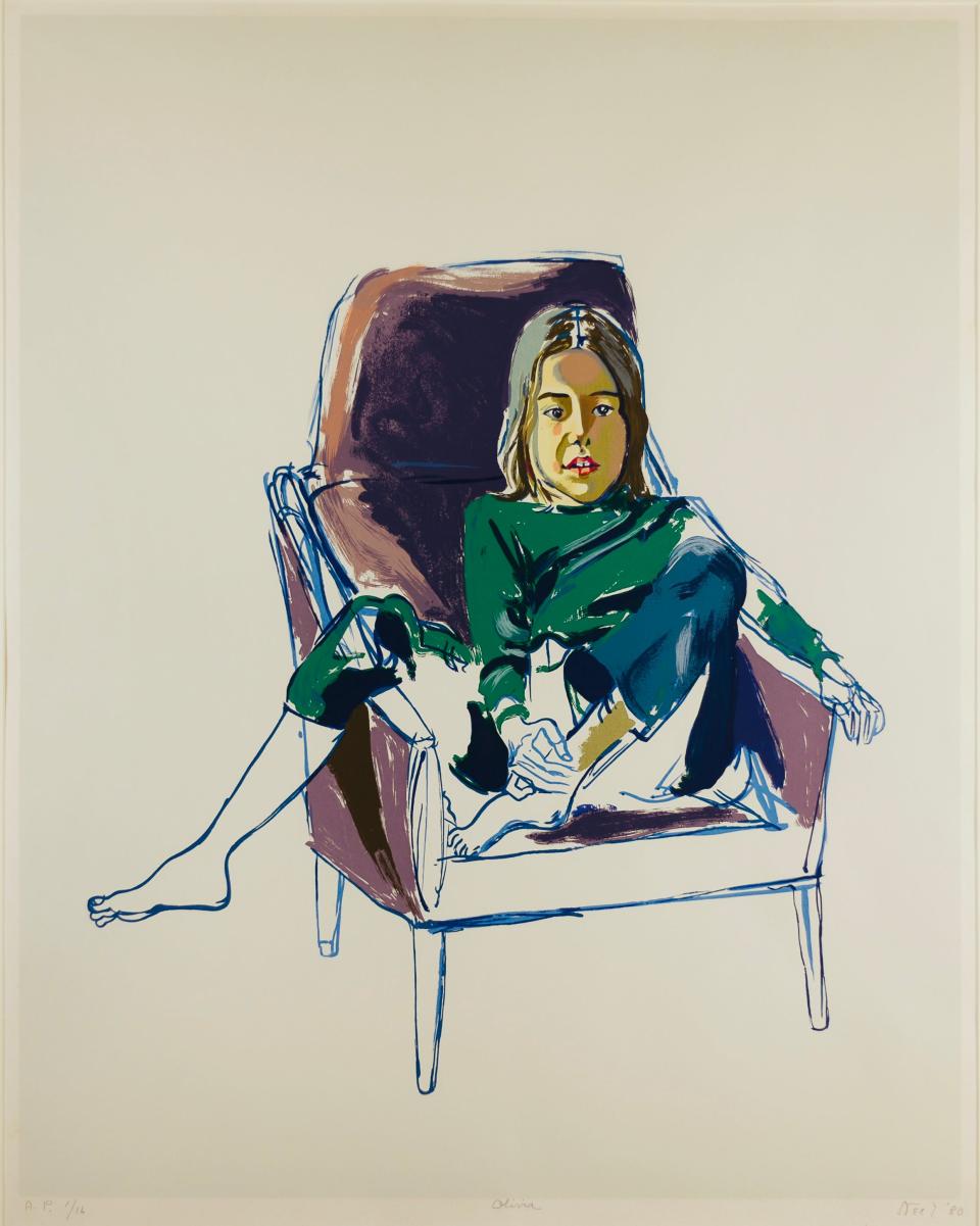 Olivia, silkscreen on paper, is a portrait of artist Alice Neel's granddaughter. It's currently on display at the Washington County Museum of Fine Arts.