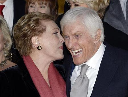 Actors Julie Andrews (L) and Dick Van Dyke attend the film premiere of "Saving Mr. Banks" at the Walt Disney Studios in Burbank, California, December 9, 2013. REUTERS/Kevork Djansezian