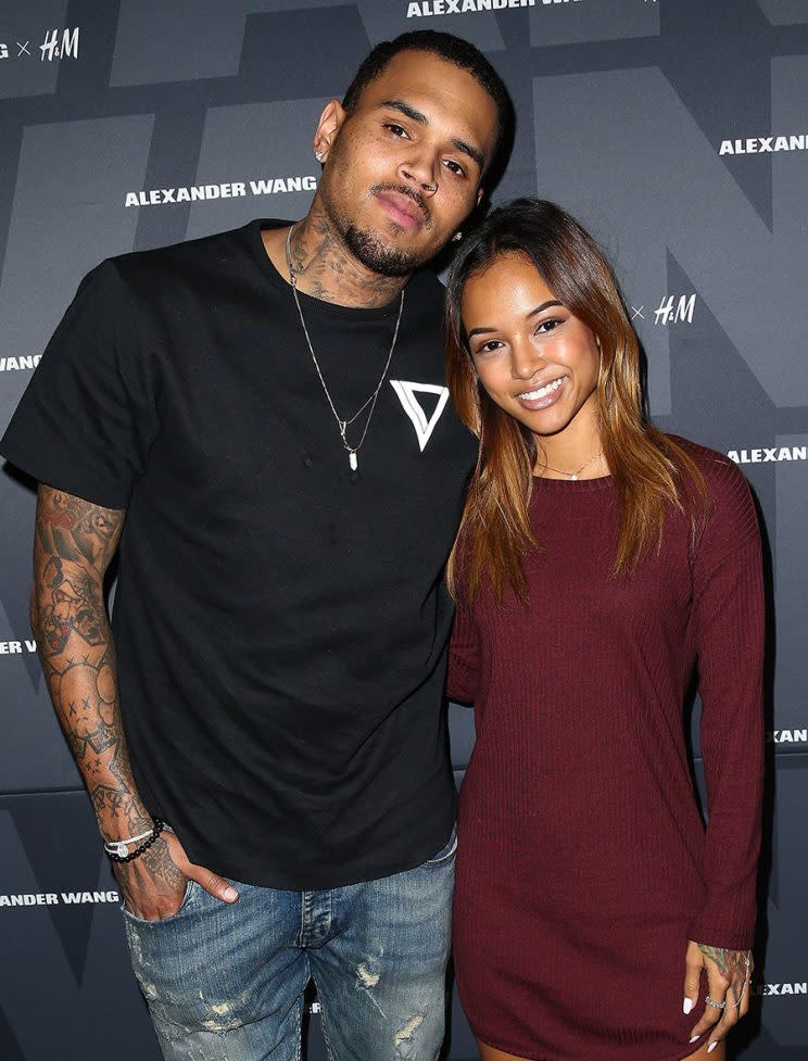 Chris Brown and model Karrueche Tran attend the Alexander Wang x H&M Pre-Shop party in 2014. (Photo: Getty Images)