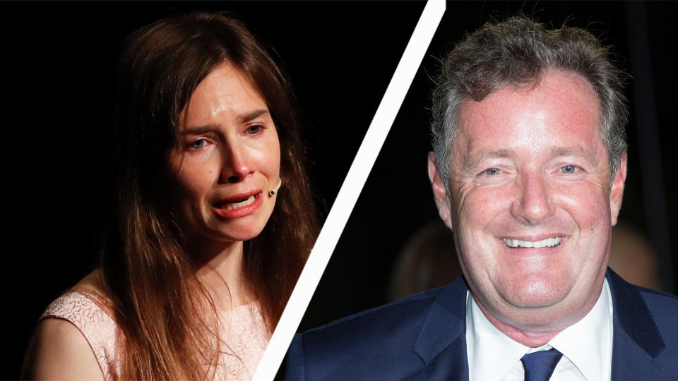 Amanda Knox and Piers Morgan have clashed over her claims she turned down an interview with him (Credit: AP)