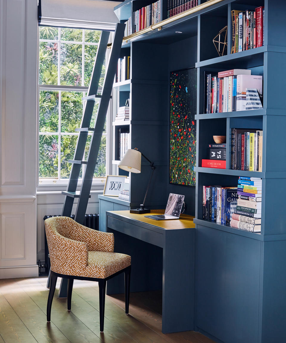 <p> If your home office is small &#x2013; or within an open plan space, limiting it to one wall with wraparound shelving is a good, space-saving option. In this situation, use vertical space to your advantage, stacking rarely used files up high and oft-used paperwork to hand.&#xA0; </p> <p> Make space around the desk for hidden storage, too, so that the inevitable clutter can easily be hidden. </p>