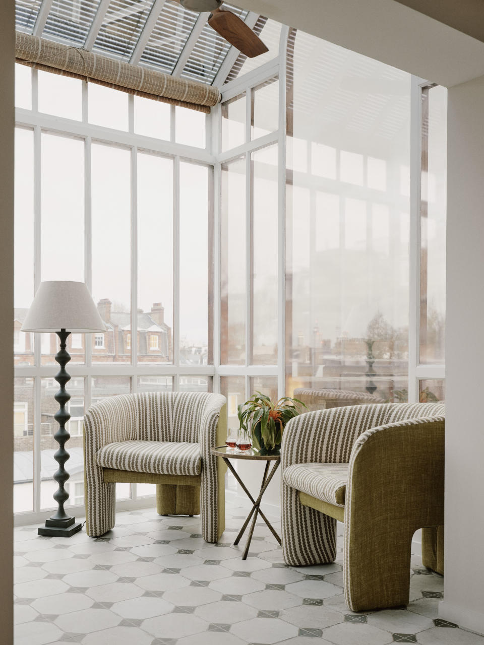 Modern sunroom with seating area