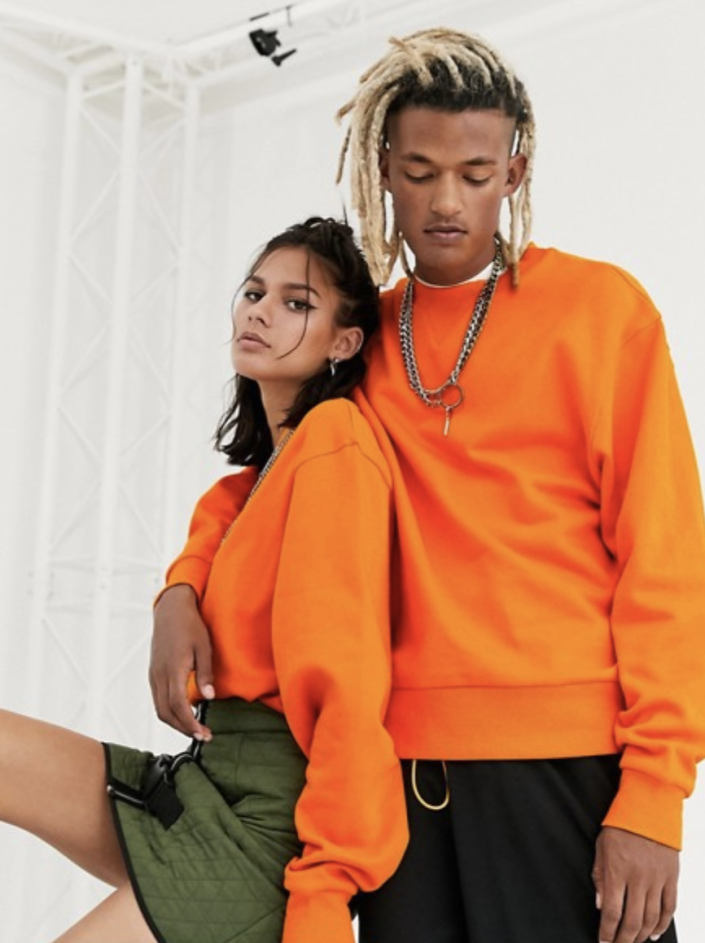 Collusion Unisex Sweatshirt in Bright Orange