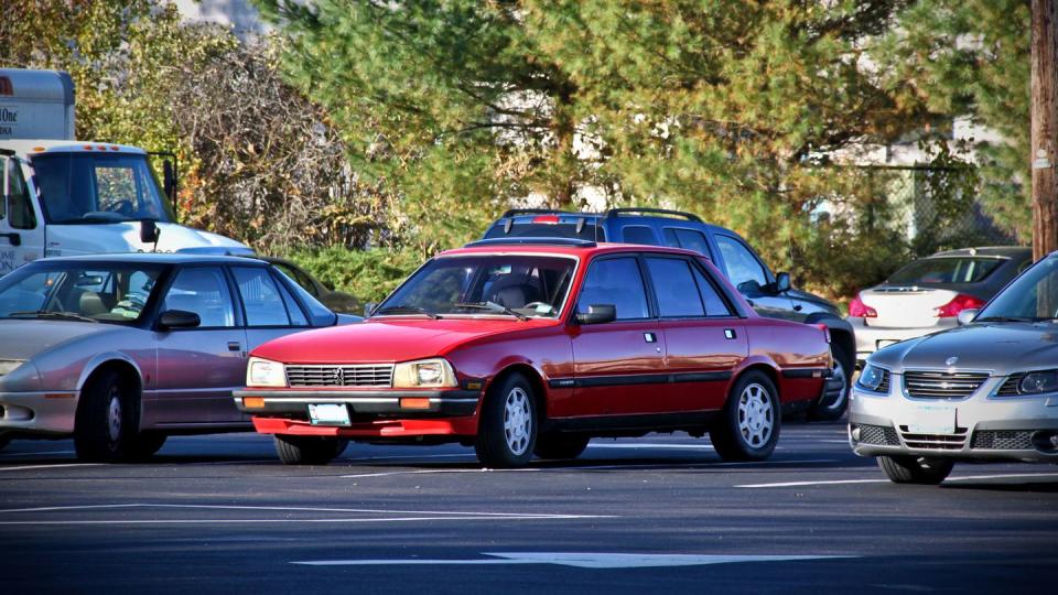 a red car on the road