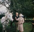 <p>Queen Elizabeth and Prince Philip visited a farm near the royal residence at Balmoral. The couple was enjoying a holiday together at their Scottish estate to celebrate their 25th wedding anniversary in 1972. </p>