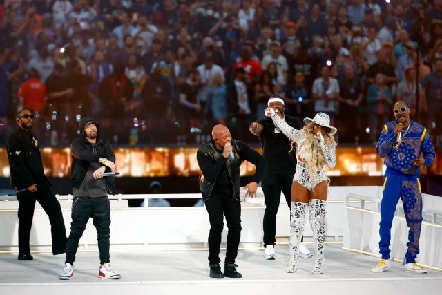 Concert du Super Bowl 2022 : Dr. Dre, Snoop Dogg, 50 Cent, Kendrick Lamar,  Mary J. Blige et Eminem 