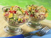 <b>Quinoa</b> <br>Curbing hunger is as easy as piling your plate with this whole grain. It packs both fiber (2.6 grams per 1/2 cup) and protein, a stellar nutrient combo that can keep you satisfied for hours, Krieger says. <br><b> Eat more</b> Serve quinoa instead of rice with stir-fries, or try Krieger's take on a scrumptious hot breakfast: Cook 1/2 cup quinoa in 2/3 cup water and 1/3 cup orange juice for 15 minutes. Top with 1 tbsp each of raisins and chopped walnuts.