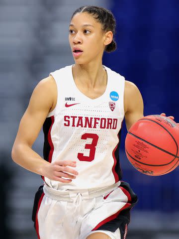 <p>Carmen Mandato/Getty</p> Anna Wilson during the 2021 NCAA Women's Basketball Tournament.