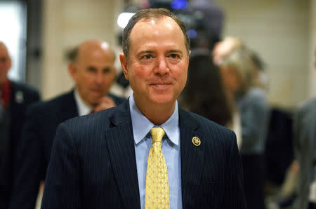 FILE PHOTO: Rep. Adam Schiff (D-CA) arrives for a closed intelligence briefing for members of the House of Representatives on the death of Saudi journalist Jamal Khashoggi on Capitol Hill in Washington, U.S., December 13, 2018. REUTERS/Joshua Roberts