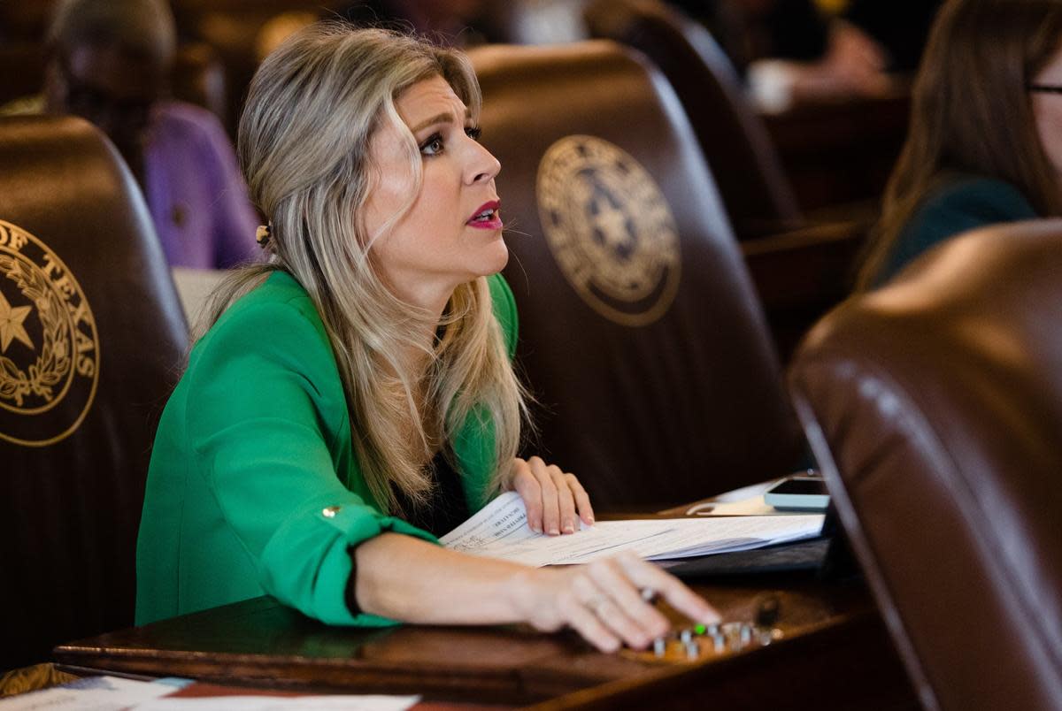 State Rep. Lacey Hull, R-Houston, prepares to vote on a bill on the House floor at the state Capitol in Austin on May 12, 2023.