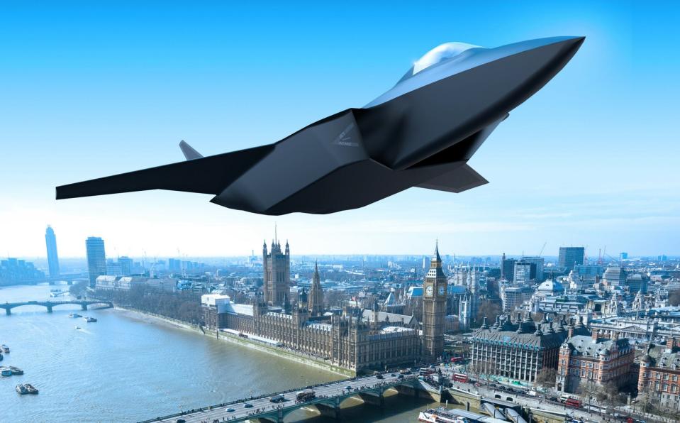 An artist's impression issued by Downing Street of what the final design could look like for the next-generation of fighter jets developed under the Global Combat Air Programme - Downing Street