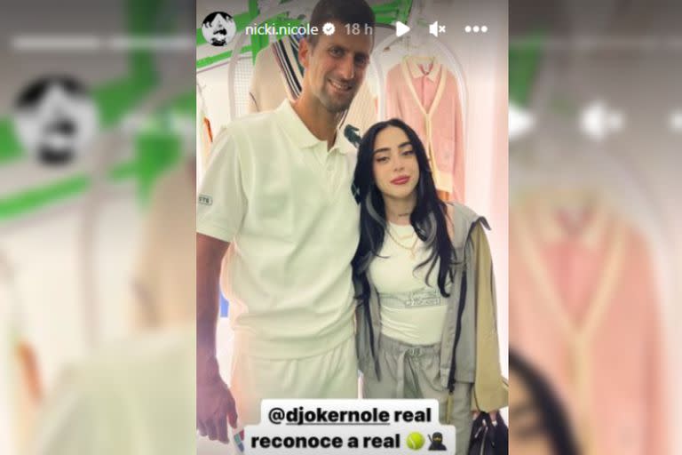 Nicki Nicole compartió el encuentro con Novak Djokovic(Foto Instagram @nicki.nicole)