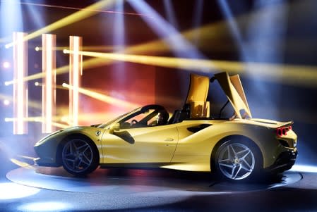 Ferrari F8 Spider is unveiled during a presentation of two new Ferrari models at an event at the company's headquarters in Maranello