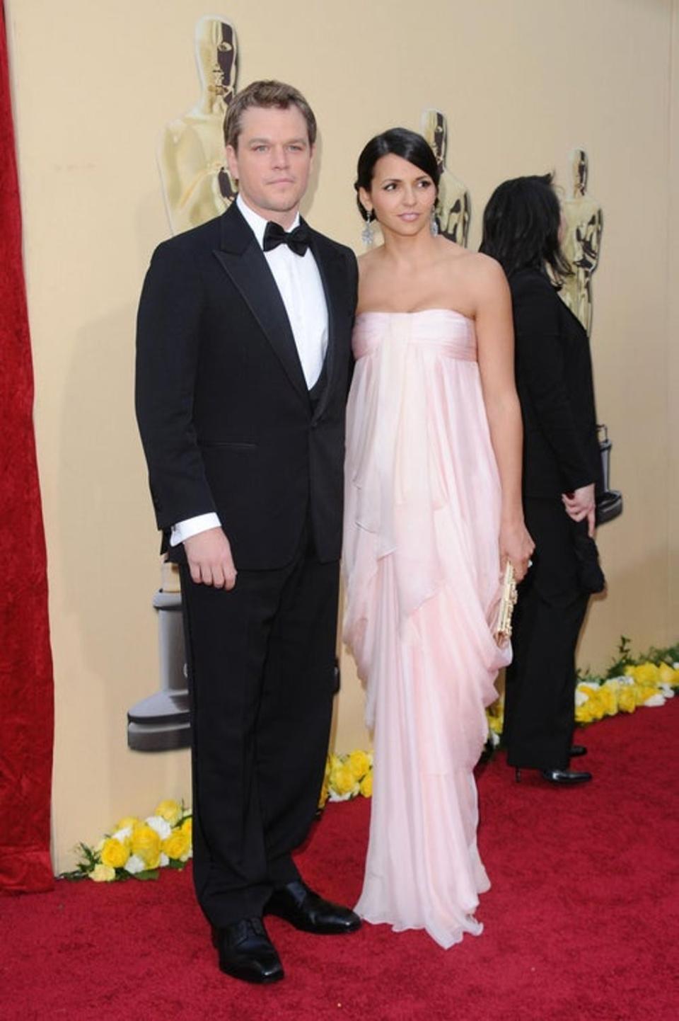 Matt Damon spruced up his look with a Salvatore Ferragamo suit at the 82nd Academy Awards. (Getty)