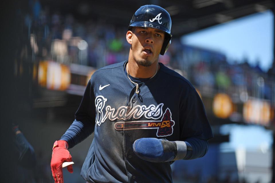 Infielder Vaughn Grissom (Photo by George Kubas/Diamond Images via Getty Images)