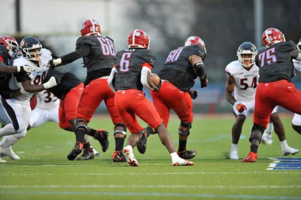 Delaware State running back Marquis Gillis had little running room in Saturday's loss to Morgan State