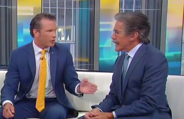 Fox News correspondent-at-large Geraldo Rivera butted heads with “Fox & Friends” host Pete Hegseth Friday for defending President Trump’s “unforgivable” tweets directed at four Democratic congresswomen of color.Sunday, Trump tweeted that Democratic representatives Ayanna Pressley, Ilhan Omar, Alexandria Ocasio-Cortez and Rashida Tlaib — known as “The Squad” — should “go back” to the countries of their ethnic origins. During a rally in North Carolina Wednesday, a fired-up crowd chanted “send her back” for 12 seconds when Trump mentioned Rep. Omar.“I was appalled. I think that it was un-American. It was an attack that was a nativist, xenophobic, racist attack,” Rivera told Hegseth. “‘Go back to where you came from’ is the old racist trope that all of us ethnic or racial minorities have grown up with at various times. It is unforgivable at this day and age.”Also Read: Trump Calls Media &#39;Crazed&#39; for &#39;Send Her Back&#39; Rally Chant CoverageHegseth pushed back, saying, “You, like many, have accused [Trump] of racism, but if you go back and look at that tweet, he’s not talking about race. He’s talking about whether or not you love this country and appreciate it and if you don’t appreciate it and don’t love it and don’t want to work to make it better, then maybe you could consider going somewhere else.”“What the hell? Come on, Pete!” Rivera fired back.Rivera and Hegseth’s exchange became heated, with Rivera asking what would happen if someone told Hegseth that if he didn’t like America, he could leave. Hegseth responded he wouldn’t mind.“You can’t say it to me!” Rivera said. “I’ve got 10 street fights based on that, someone saying to me because I’m Puerto Rican, ‘Go back to where you came from.”Also Read: Rep. Ilhan Omar Responds to &#39;Send Her Back&#39; Chants With Maya Angelou Poem &#39;Still I Rise&#39;Rivera isn’t the only Fox talent pushing back on the President’s tweets. Host Steve Hilton tweeted, “this totally undermines legitimate arguments on patriotism, secure borders, immigration control.” Anchor Shep Smith, too, called it a “misleading and xenophobic eruption” during his broadcast Monday.Watch Rivera and Hegseth debate below:Watch the latest video at foxnews.comRead original story Geraldo Rivera Rips Pete Hegseth’s Defense of ‘Unforgivable’ Trump Tweets: ‘What the Hell?’ At TheWrap