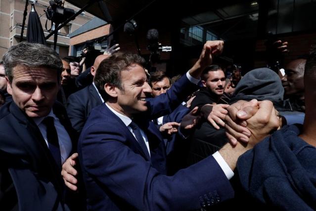 French President Macron in Cergy for his first trip since his re-election