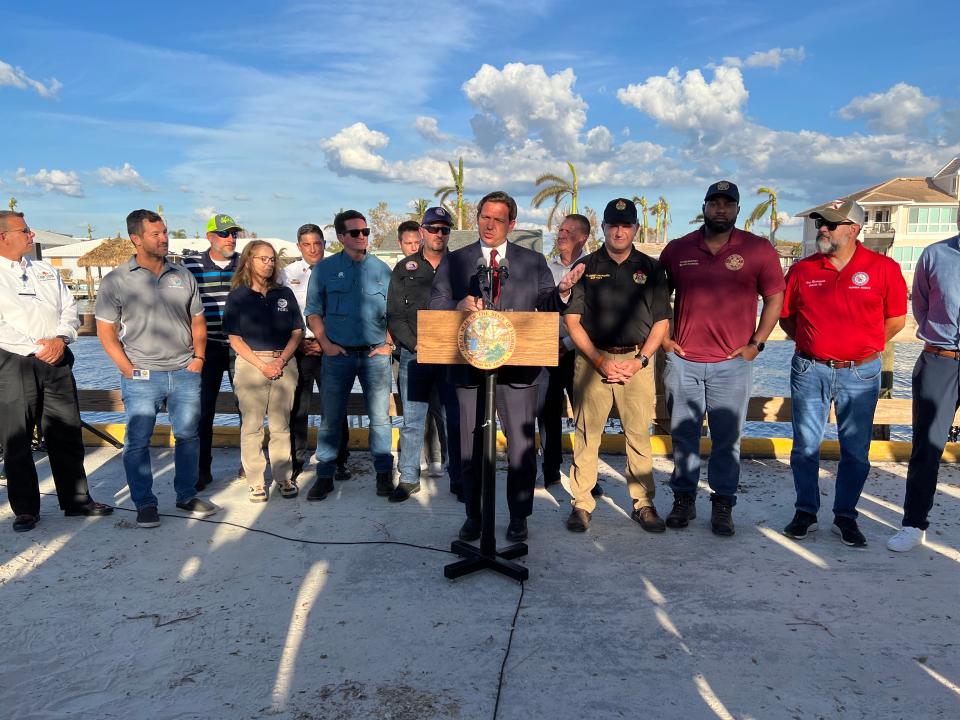 Gov. Ron DeSantis came to Cape Coral Monday afternoon on Oct. 3, 2022, to give several updates regarding hurricane Ian.