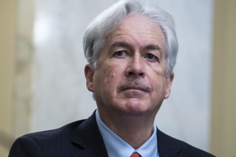 William Burns testifies before a Senate Intelligence Committee hearing on his nomination to be director of the Central Intelligence Agency, Wednesday, Feb. 24, 2021 on Capitol Hill in Washington. (Tom Williams/Pool via AP)