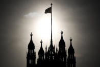 Britain's union flag flies from the Victoria Tower at parliament in London, Monday, Dec. 16, 2019. Newly elected lawmakers are convening at parliament Monday following the Dec. 12 general election. (AP Photo/Alberto Pezzali)
